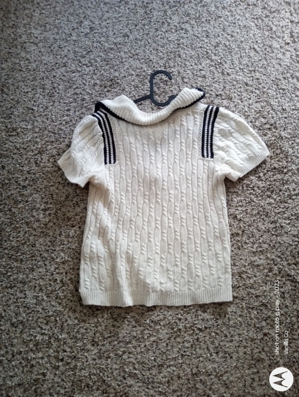 Anthropologie Maeve Cable-Knit Polo Sweater Tee White Medium - Picture 5 of 9